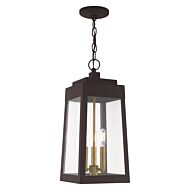 Oslo 3-Light Outdoor Pendant in Bronze w with Antique Brasss