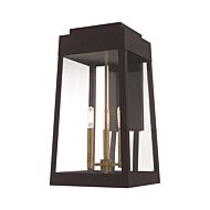 Oslo 3-Light Outdoor Wall Lantern in Bronze w with Antique Brasss