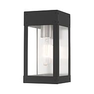 Barrett 1-Light Outdoor Wall Lantern in Scandinavian Gray w with Brushed Nickel w/ Brushed Nickel Stainless Steel