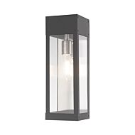 Barrett 1-Light Outdoor Wall Lantern in Scandinavian Gray w with Brushed Nickel w/ Brushed Nickel Stainless Steel