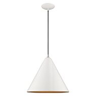 Dulce 1-Light Mini Pendant in Shiny White w with Polished Chromes