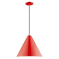 Dulce 1-Light Mini Pendant in Shiny Red w with Polished Chromes