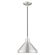 Geneva 1-Light Mini Pendant in Brushed Aluminum w with Polished Chromes