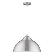 Metal Shade Mini Pendants 1-Light Mini Pendant in Brushed Aluminum w with Polished Chromes