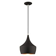 Waldorf 1-Light Mini Pendant in Black w with Brushed Nickels