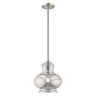 Hand Blown Art Glass Mini Pendants 1-Light Mini Pendant in Brushed Nickel