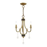 Glendale 3-Light Mini Chandelier in Antique Brass w with Bronzes