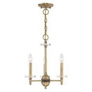 Bennington 3-Light Mini Chandelier in Antique Brass w with Bronze