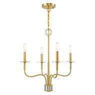 Lisbon 4-Light Mini Chandelier in Satin Brass w with Brushed Nickel