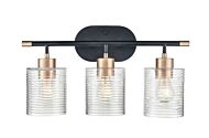 Renitta 3-Light Vanity in Matte Black Modern Gold