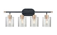 Renitta 4-Light Vanity in Matte Black Modern Gold