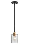 Renitta One Light Mini Pendant in Matte Black Modern Gold by Millennium