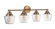 Essex 4-Light Bathroom Vanity Light in Satin Brass