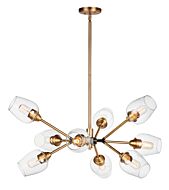 Savvy 9-Light LED Chandelier in Antique Brass with Black