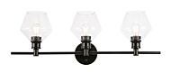 Gene 3-Light Wall Sconce in Black