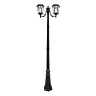 Victorian Bulb Solar Lamp Series 2-Light LED Post Mount in Black