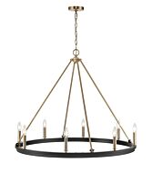 Carruth Eight Light Chandelier in Matte Black Modern Gold by Millennium