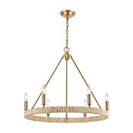 Abaca 6-Light Chandelier in Satin Brass