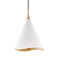 Hudson Valley Martini Pendant Light in Gold Leaf and White