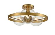 DVI Courcelette 3-Light Semi-Flush Mount in Venetian Brass