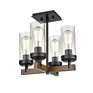 DVI Okanagan 4-Light Semi-Flush Mount in Graphite and Ironwood