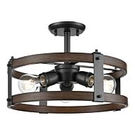 DVI Oakhurst 3-Light Semi-Flush Mount in Graphite and Ironwood