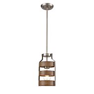 DVI Fort Garry 1-Light Mini-Pendant in Buffed Nickel and Barnwood