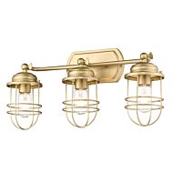 Seaport BCB Three Light Bath Vanity in Brushed Champagne Bronze by Golden