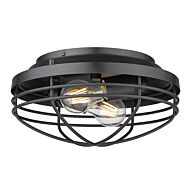 Seaport BLK Two Light Flush Mount in Matte Black by Golden