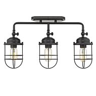 Seaport BLK Three Light Semi Flush Mount in Matte Black by Golden