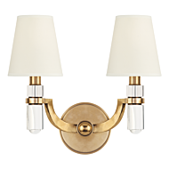 Hudson Valley Dayton 2 Light Wall Sconce in Aged Brass