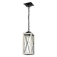 DVI County Fair Outdoor 1-Light Outdoor Pendant in Black and Birchwood