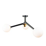 Artcraft Ravello 3 Light Ceiling Light in Black & Harvest Brass