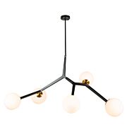 Artcraft Ravello 5 Light Pendant Light in Black & Harvest Brass