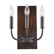 Artcraft Aberdeen 3 Light Wall Sconce in Brunito Bronze & Light Wood