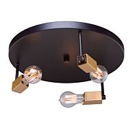 Artcraft Skyline 3 Light Ceiling Light in Dark Bronze & Satin Brass