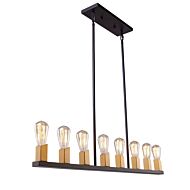 Artcraft Skyline 8 Light Kitchen Island Light in Dark Bronze & Satin Brass