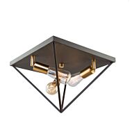 Artcraft Artistry 3 Light Ceiling Light in Matte Black & Harvest Brass