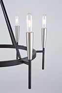 Artcraft Flute 6 Light Chandelier in Matte Black & Satin Nickel