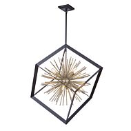 Artcraft Sunburst 8 Light Chandelier in Matte Black & Satin Brass