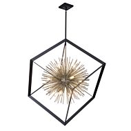 Artcraft Sunburst 12 Light Chandelier in Matte Black & Satin Brass