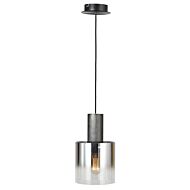 Artcraft Henley Pendant Light in Satin Black & Smoke Glass