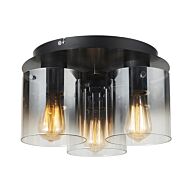 Artcraft Henley 3 Light Ceiling Light in Satin Black & Smoke Glass