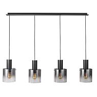 Artcraft Henley 4 Light Kitchen Island Light in Satin Black & Smoke Glass