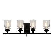 Artcraft Castara 4 Light Bathroom Vanity Light in Black & Brass