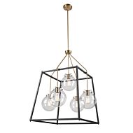 Artcraft Bridgetown 5 Light Chandelier in Black & Harvest Brass