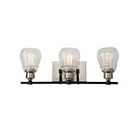 Artcraft Nelson 3 Light Bathroom Vanity Light in Black and Brushed Nickel