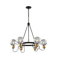 Artcraft Martina 6 Light Chandelier in Black and Brushed Brass