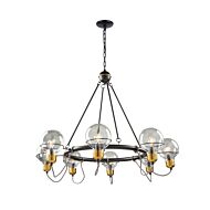 Artcraft Martina 8 Light Chandelier in Black and Brushed Brass