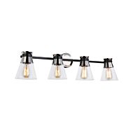 Kanata Collection 4-Light Vanity Light in Black and Brushed Nickel